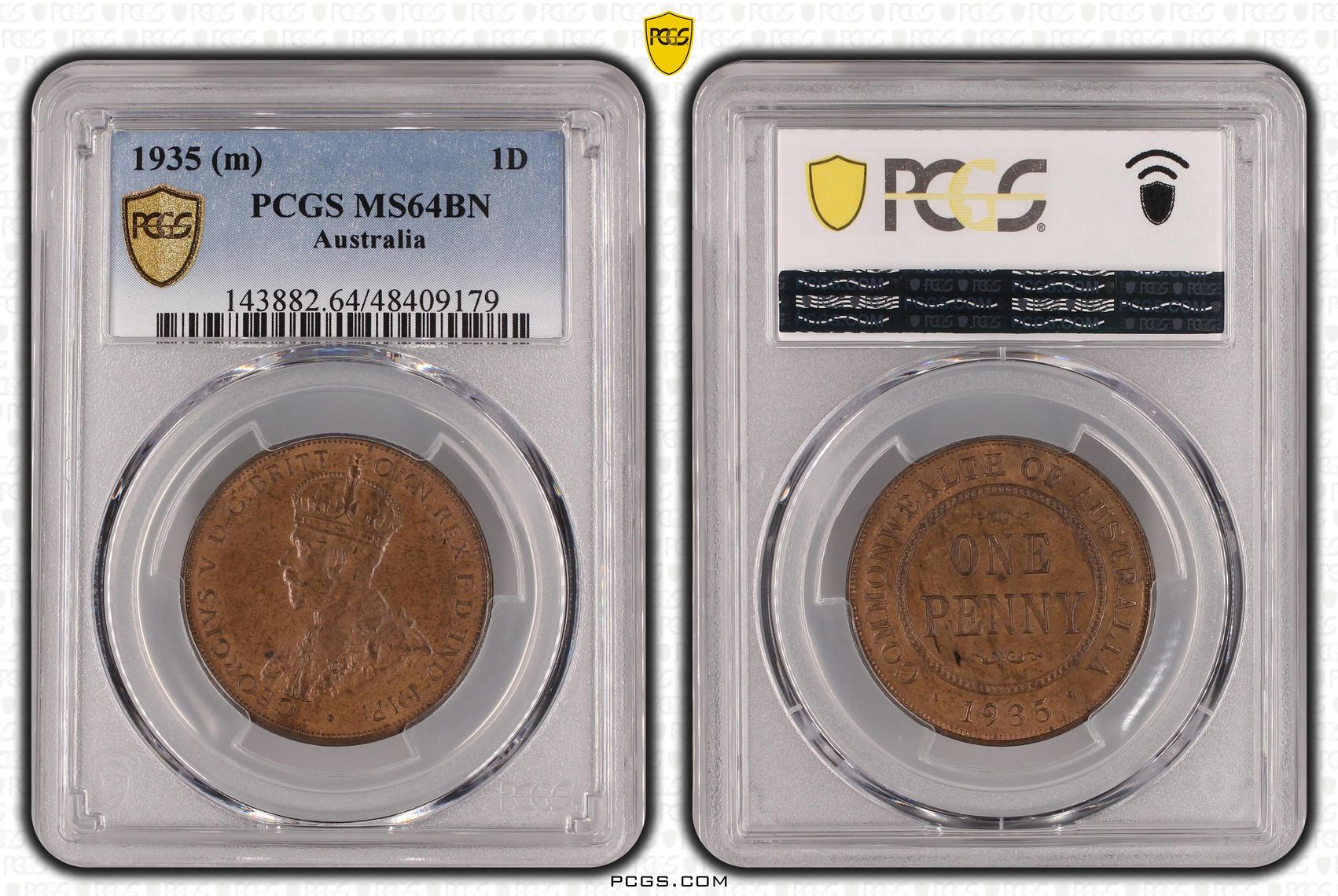 George V, Penny, 1935, PCGS MS64BN