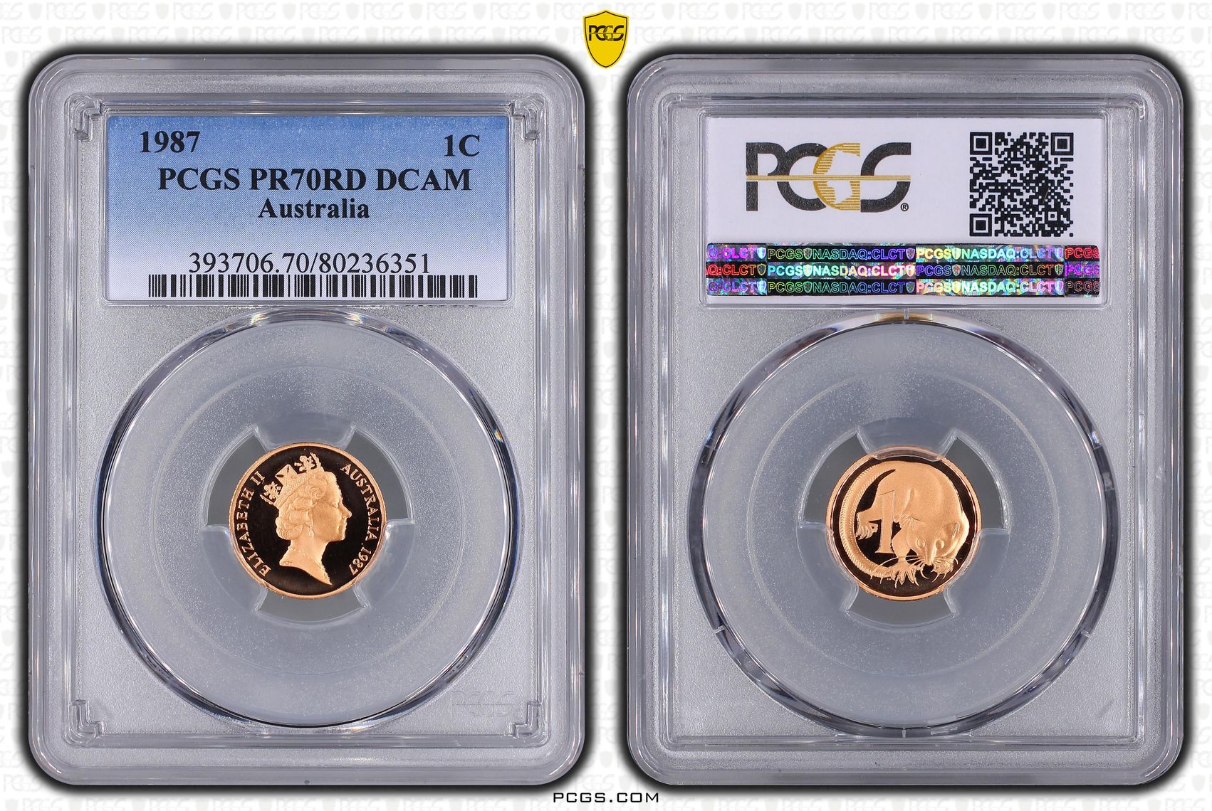 1987 Australia One Cent, 1c Proof PCGS - PR70DCAM POP 40/0 -351