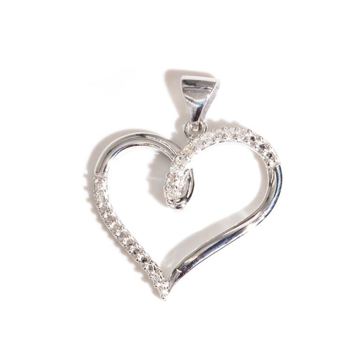 Diamond Set Heart 9ct Gold Pendant,