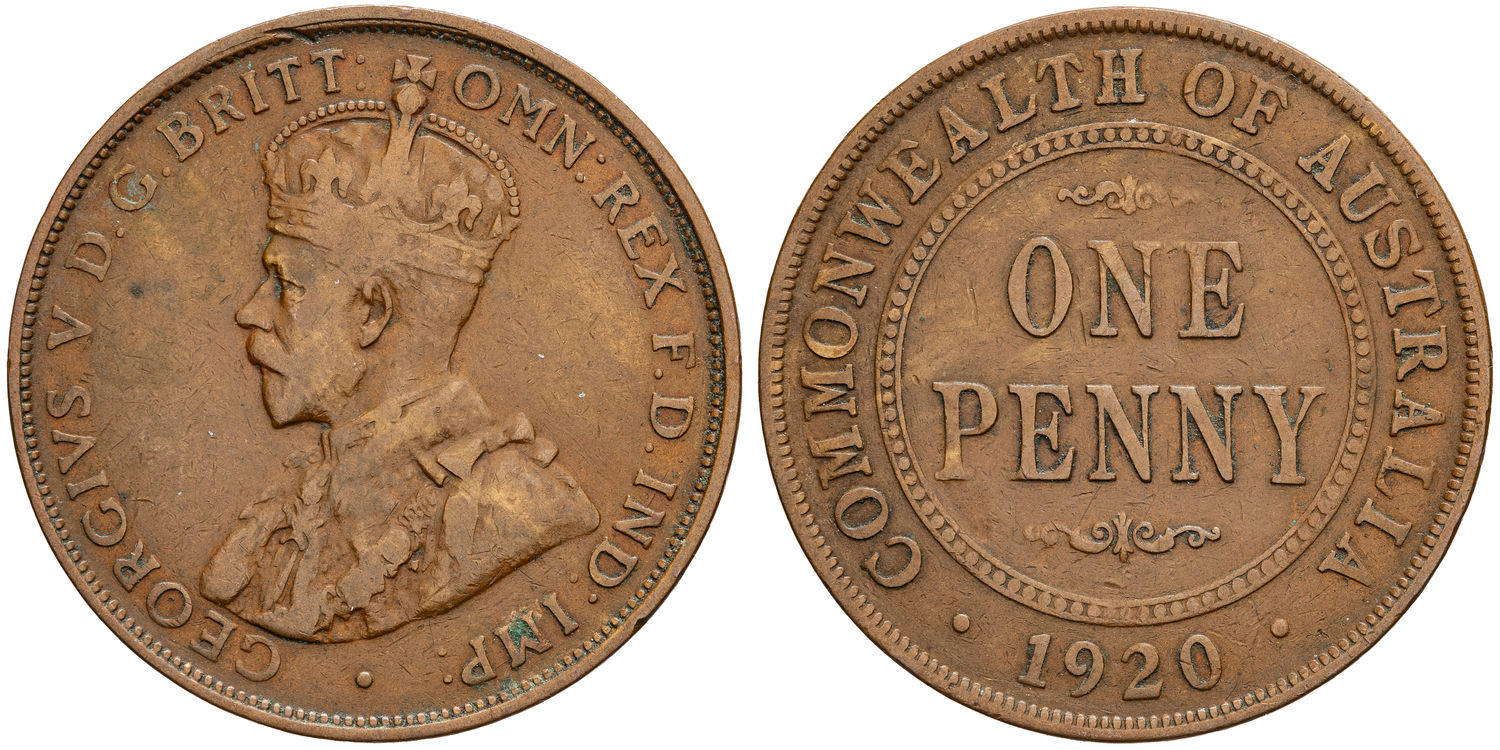 George V, Penny, 1920, Fine