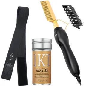 High Heat Ceramic Hot Comb Adjustable Elastic Edge Band Hair Wax Stick |