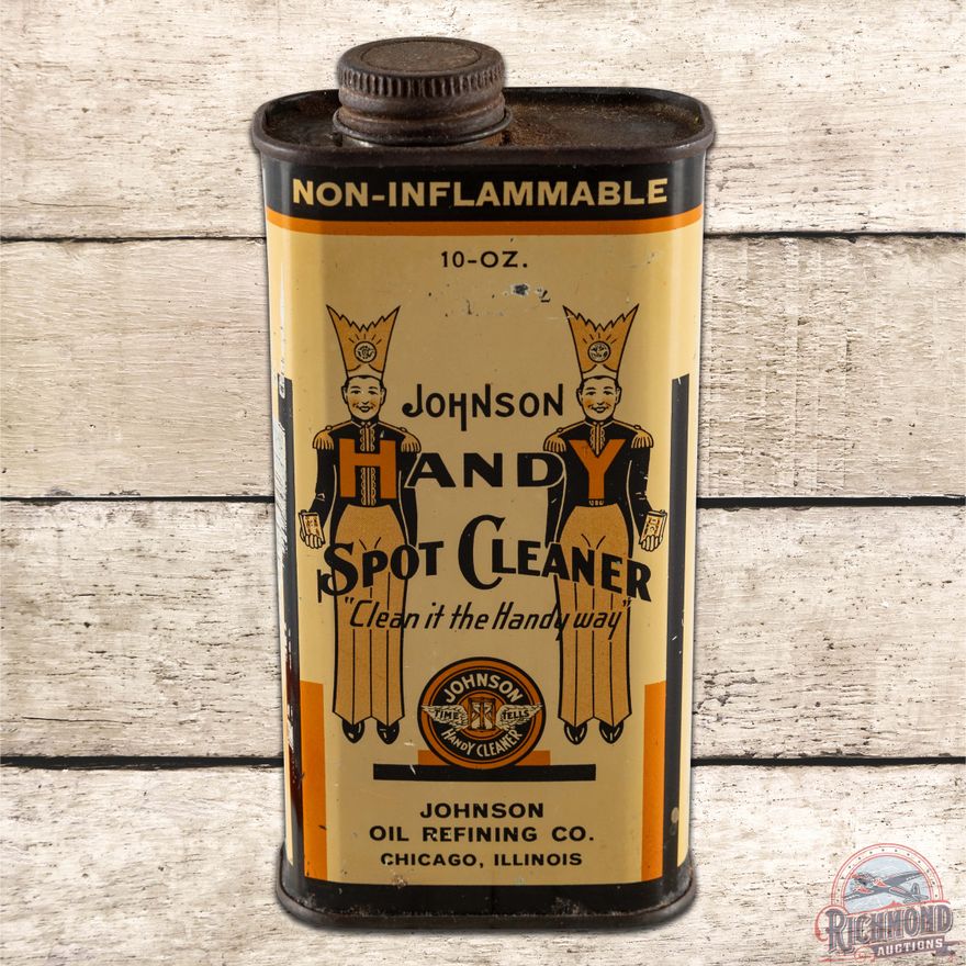 Scarce Johnson Spot Cleaner Metal Can w/ Time Tells Logo