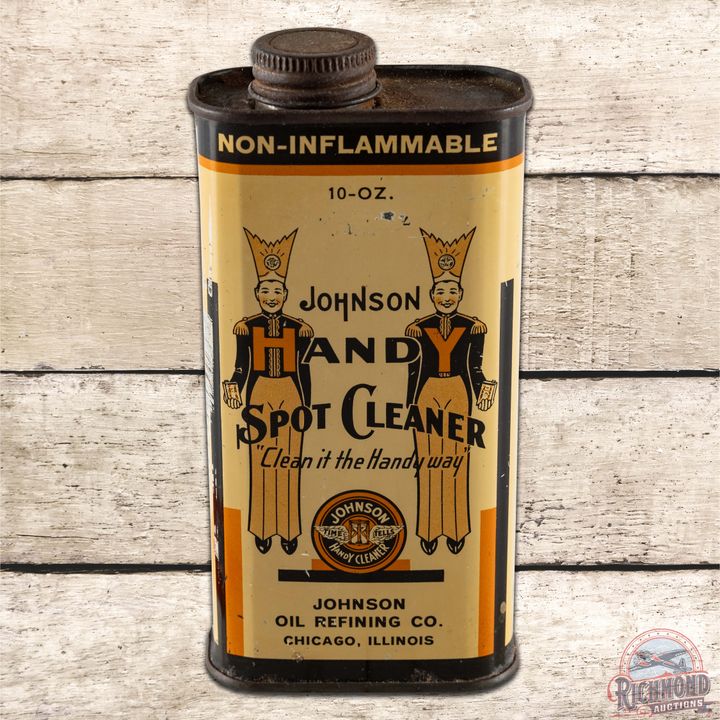 Scarce Johnson Spot Cleaner Metal Can w/ Time Tells Logo