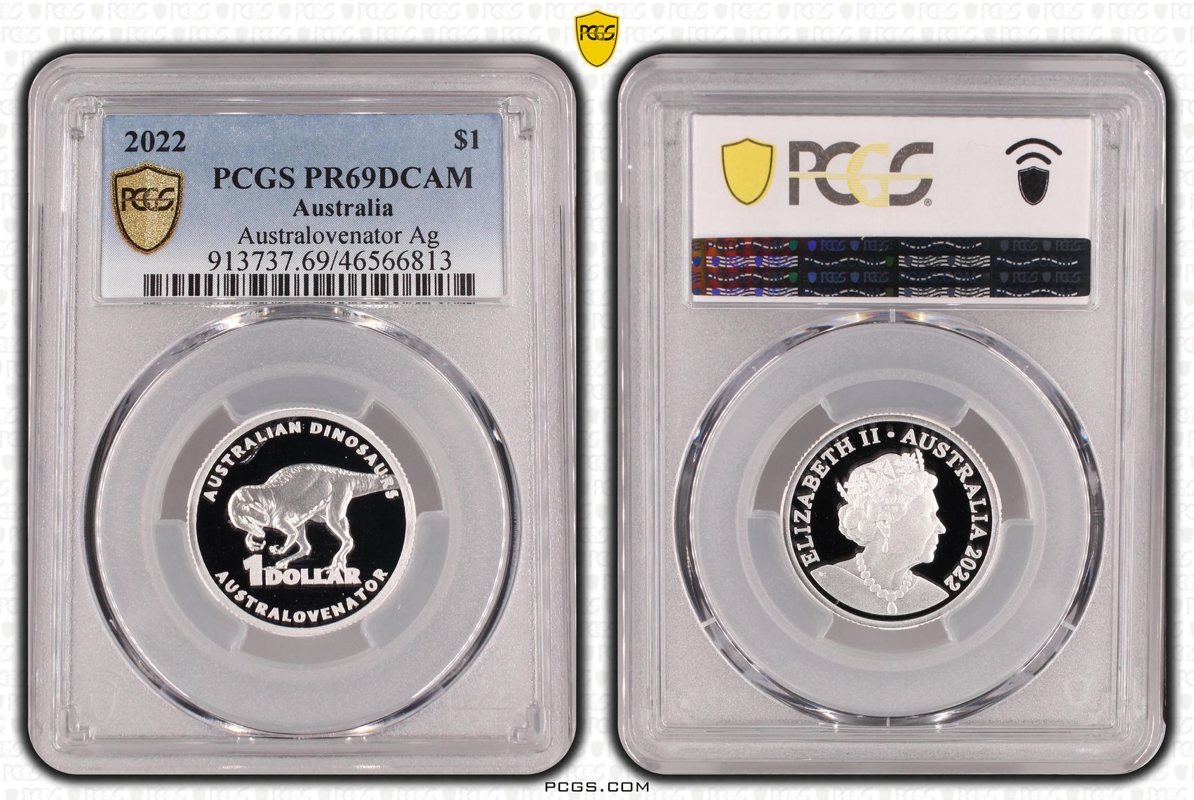 Australovenator Silver, One Dollar, 2022, PCGS PR69DCAM