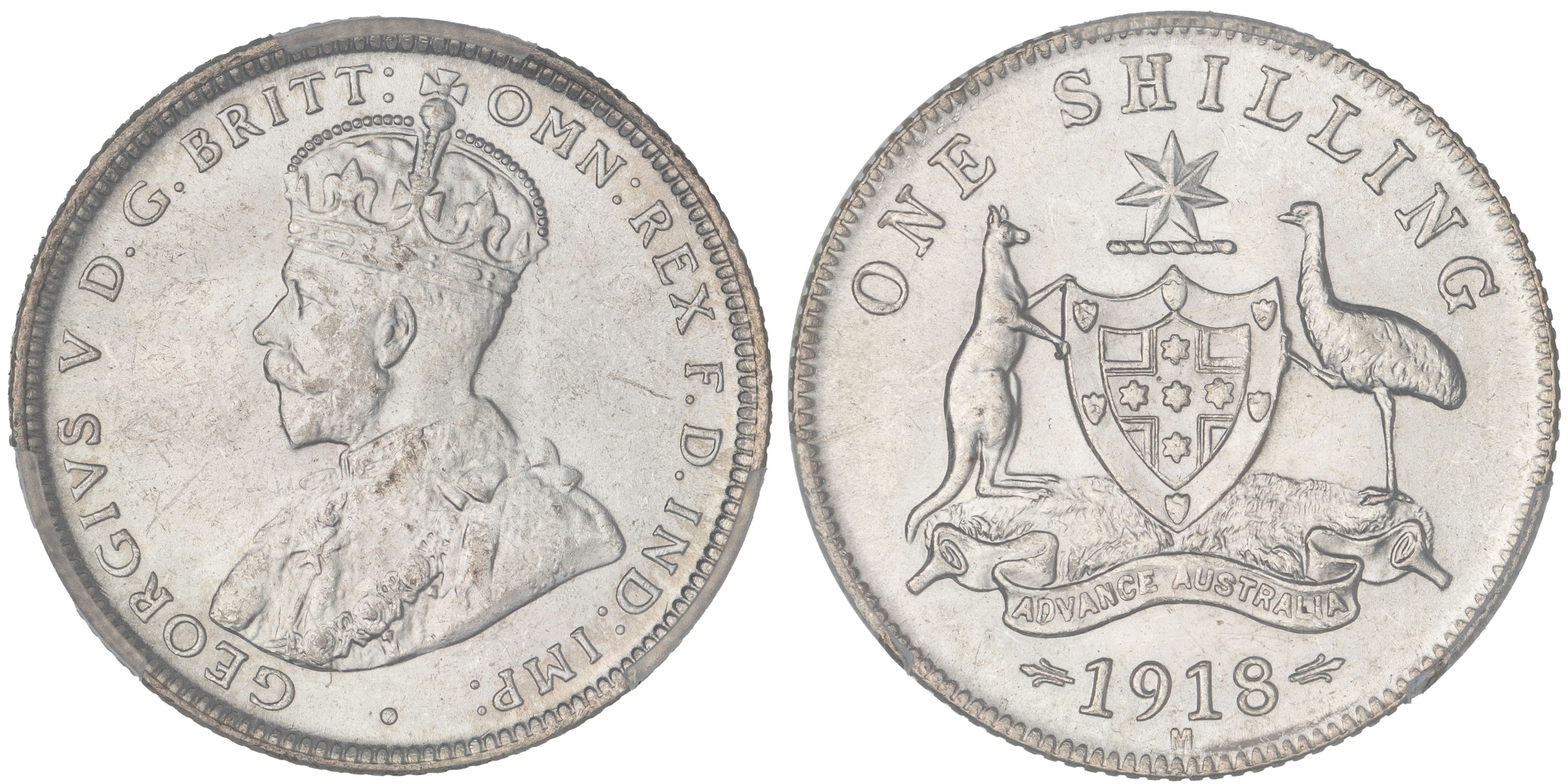 George V, Shilling, 1918-M, PCGS MS64