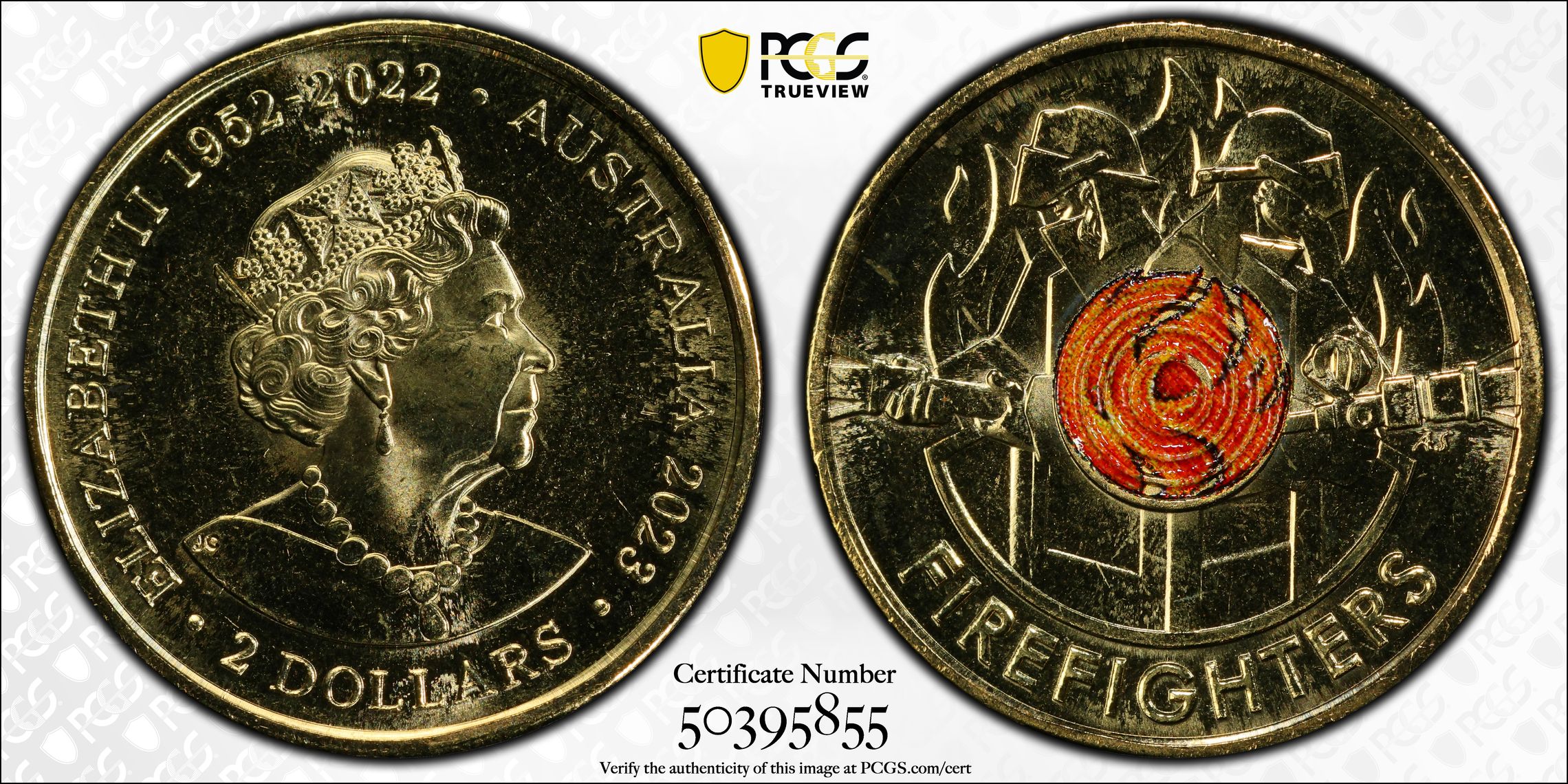 35th Ann $2 Coin Set Colourised Firefighters, Two Dollar, 2023, PCGS MS66
