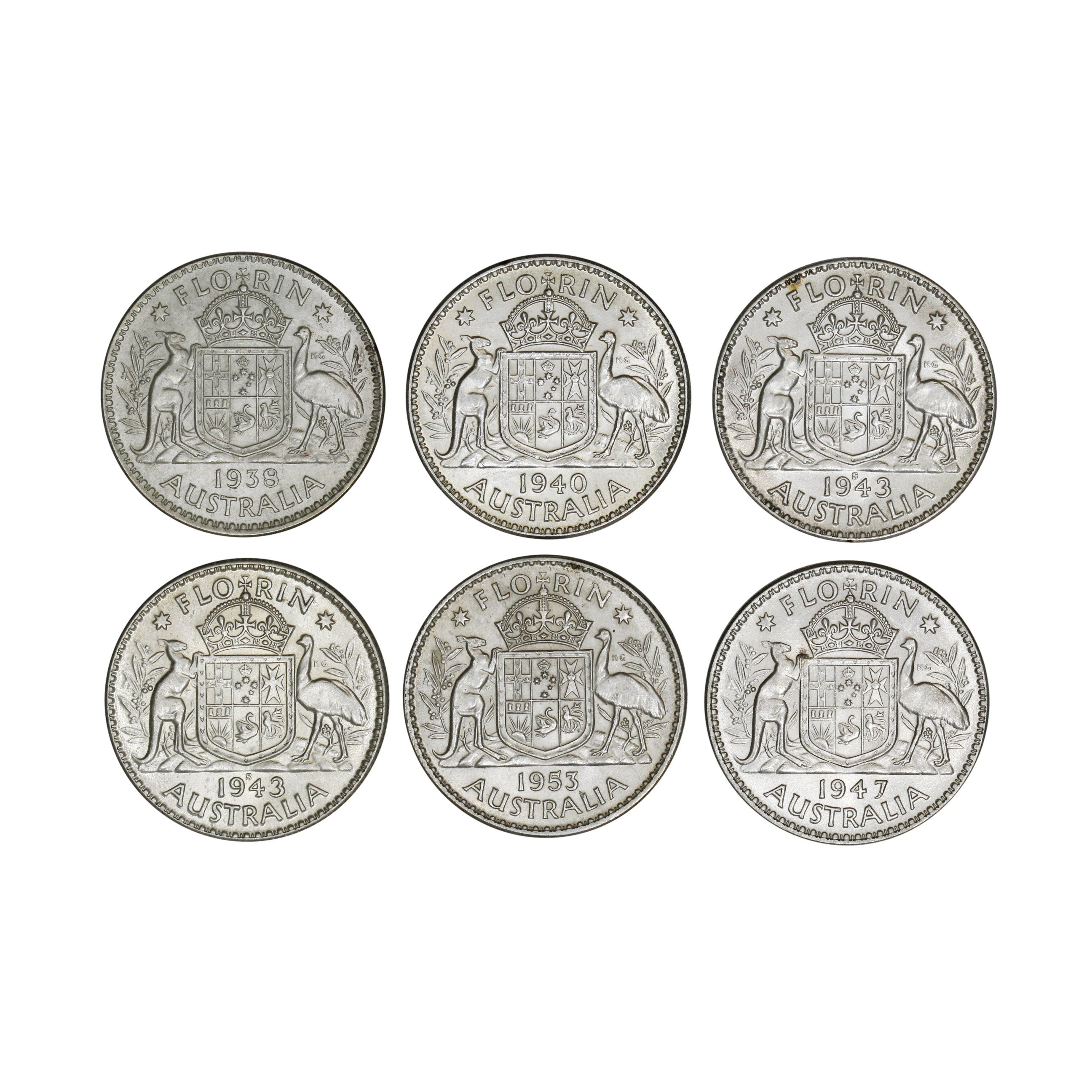 1087. · Group, George VI, Florin, EF - UNC
