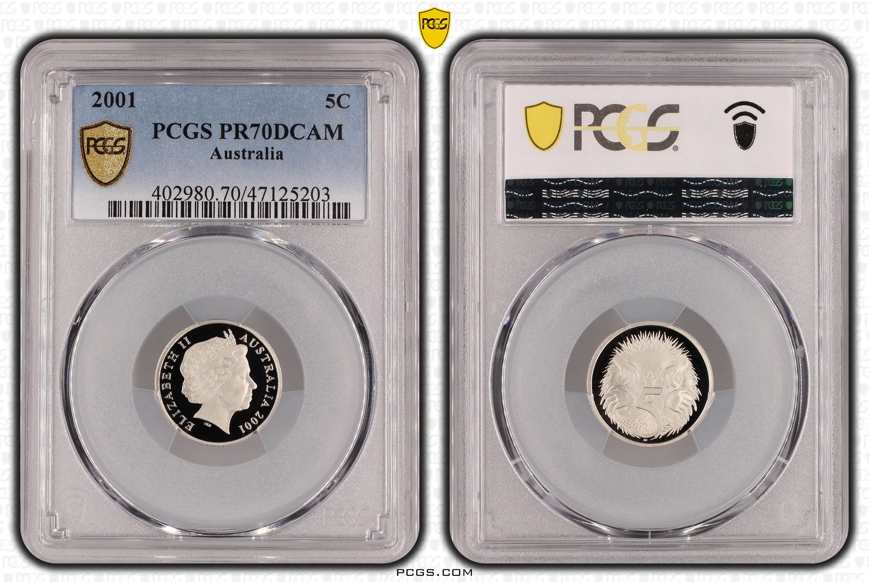 Elizabeth II, Five Cent, 2001, PCGS PR70DCAM
