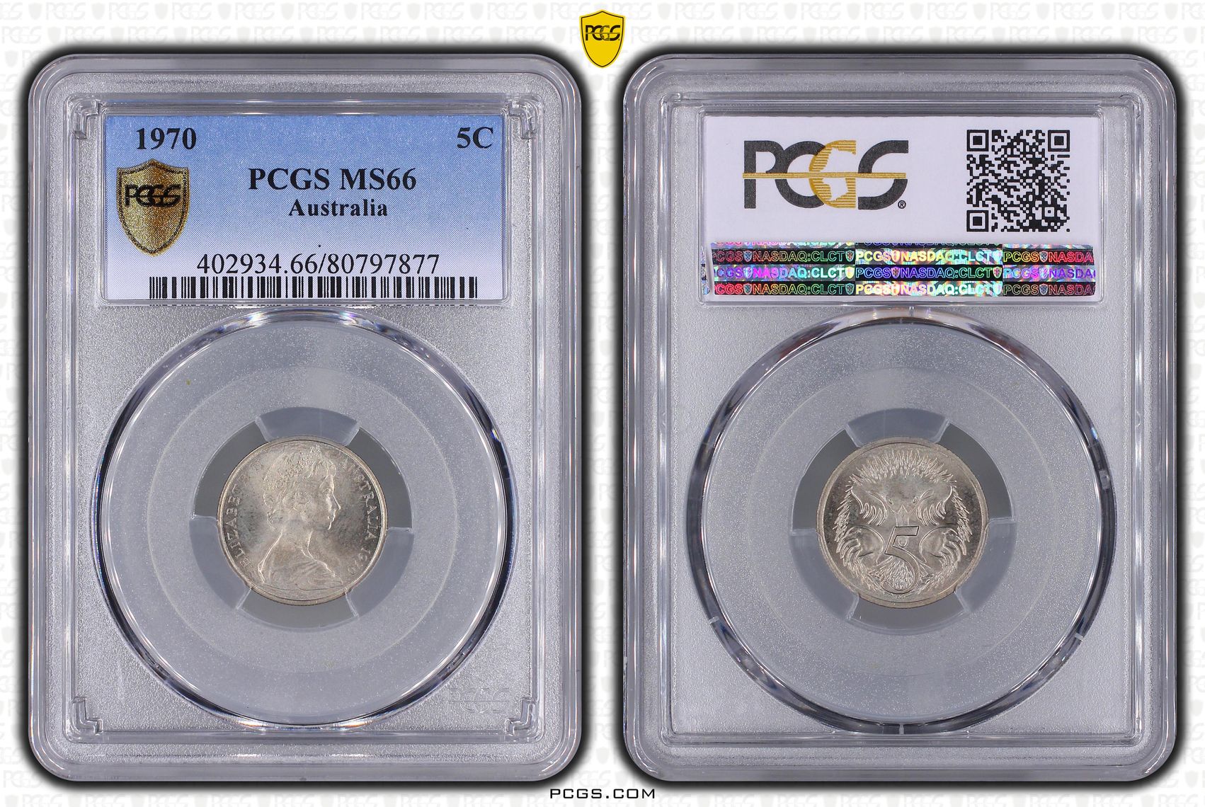 Elizabeth II, Five Cent, 1970, PCGS MS66