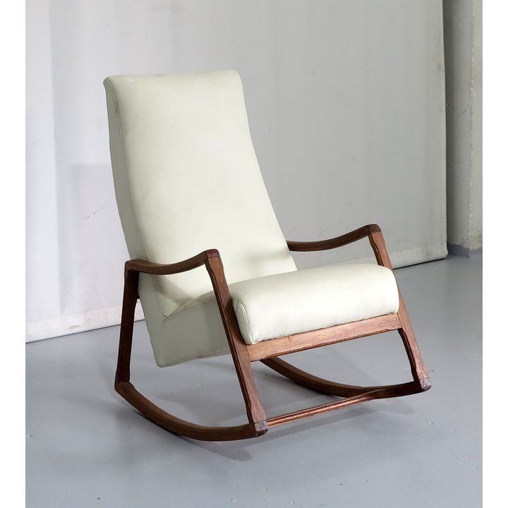 MID CENTURY UPHOLSTERED ROCKER