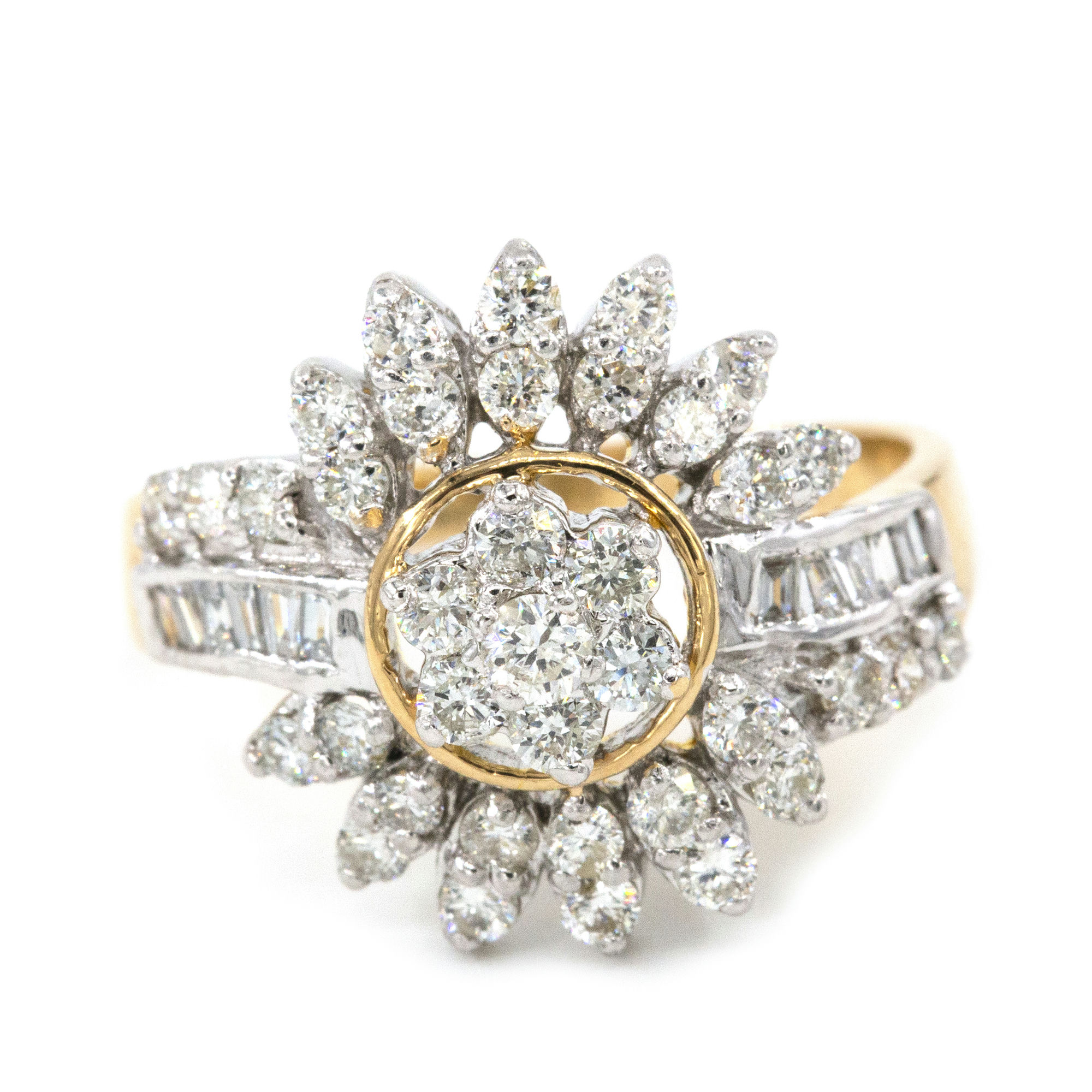 Diamond Starburst Cluster Ring 14ct Gold,