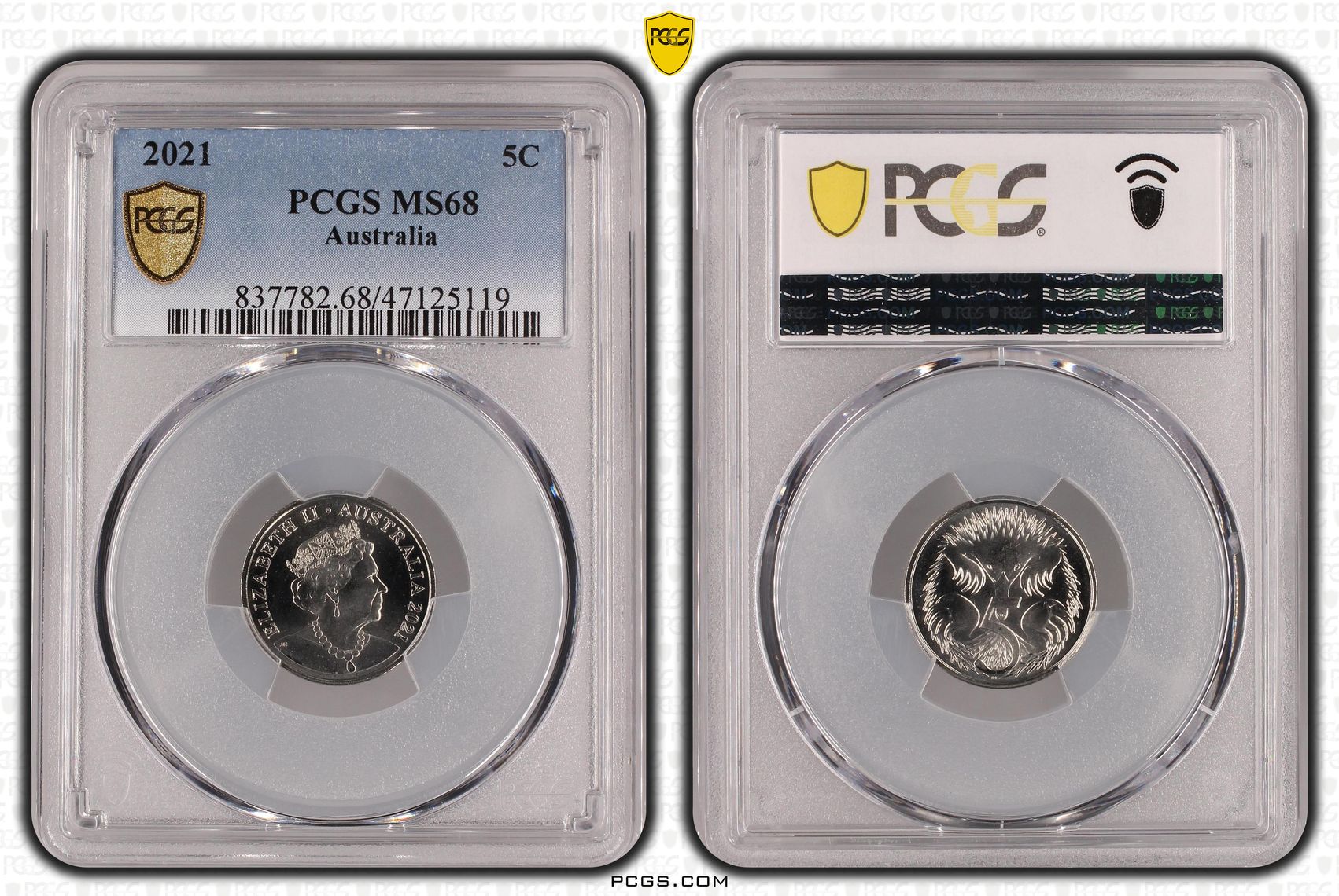 Elizabeth II, Five Cent, 2021, PCGS MS68