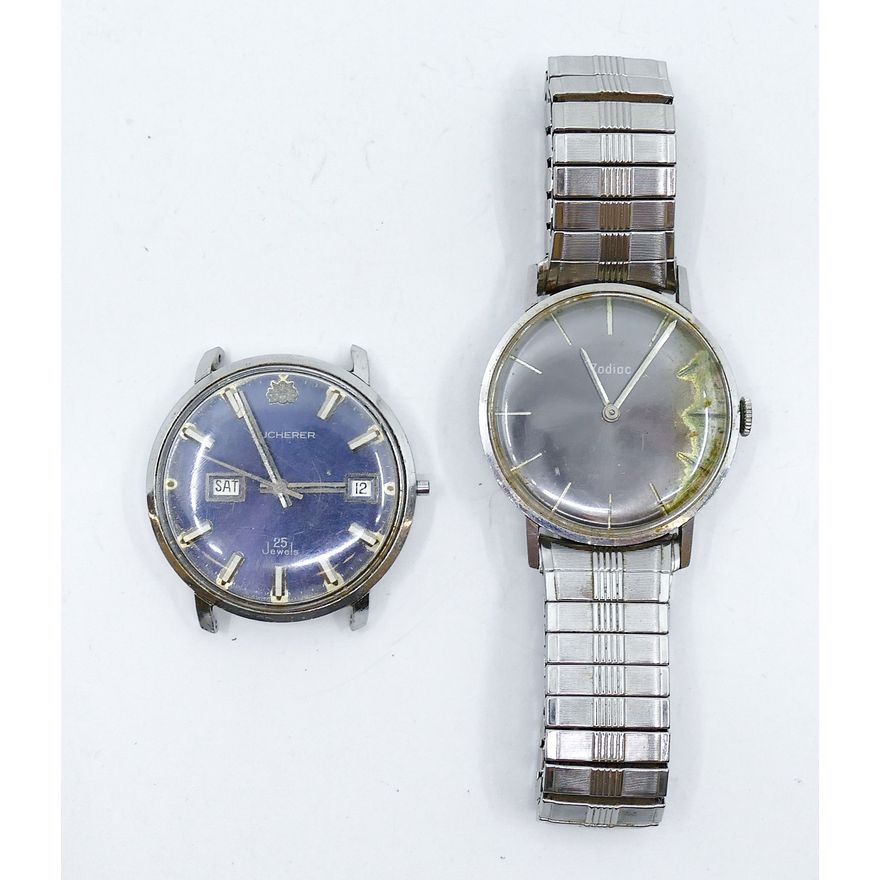 Box 2pc Vintage Zodiac and Bucherer Men's Wristwatches