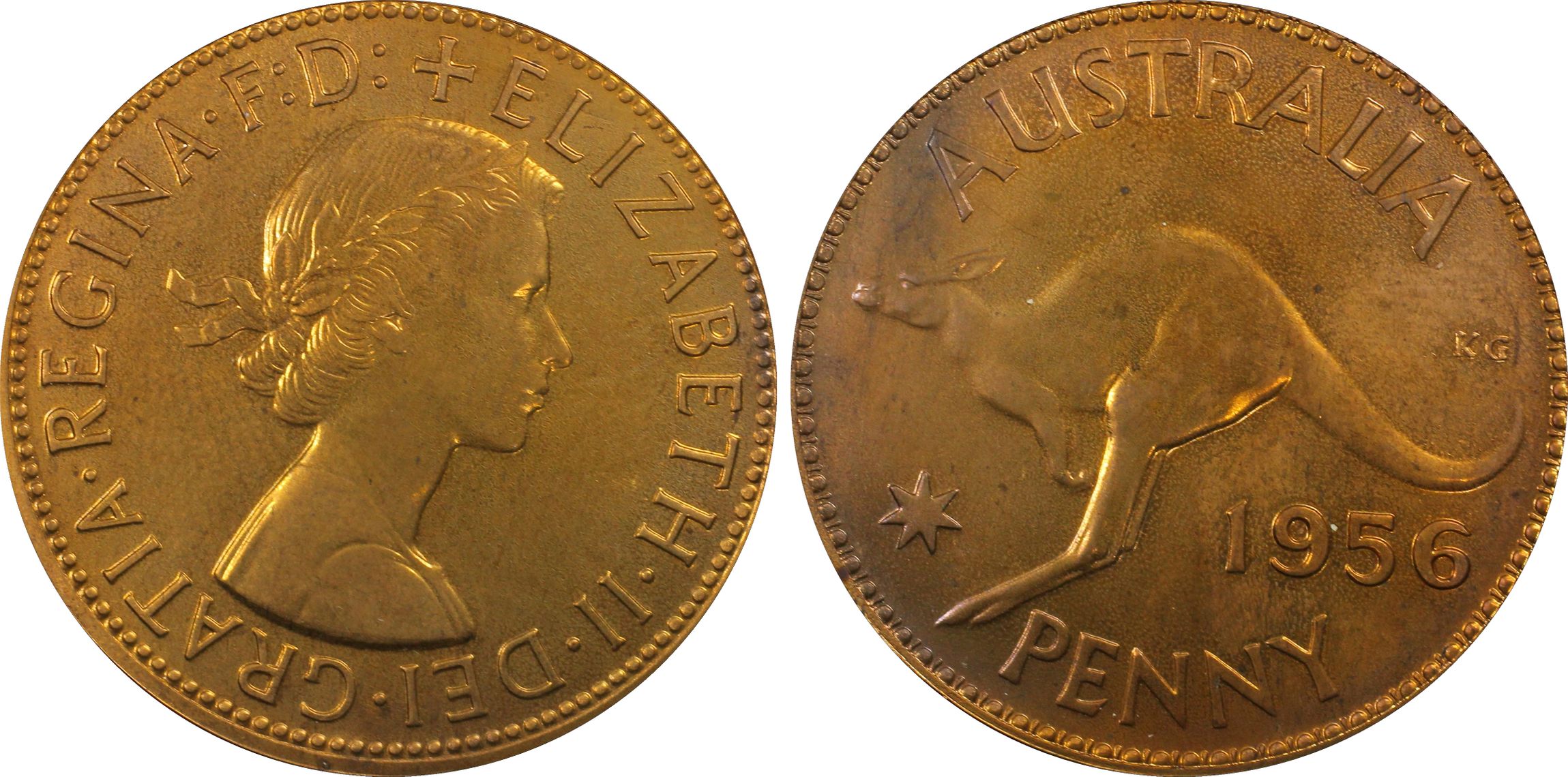 Elizabeth II, Penny, 1956, PCGS PR65RB