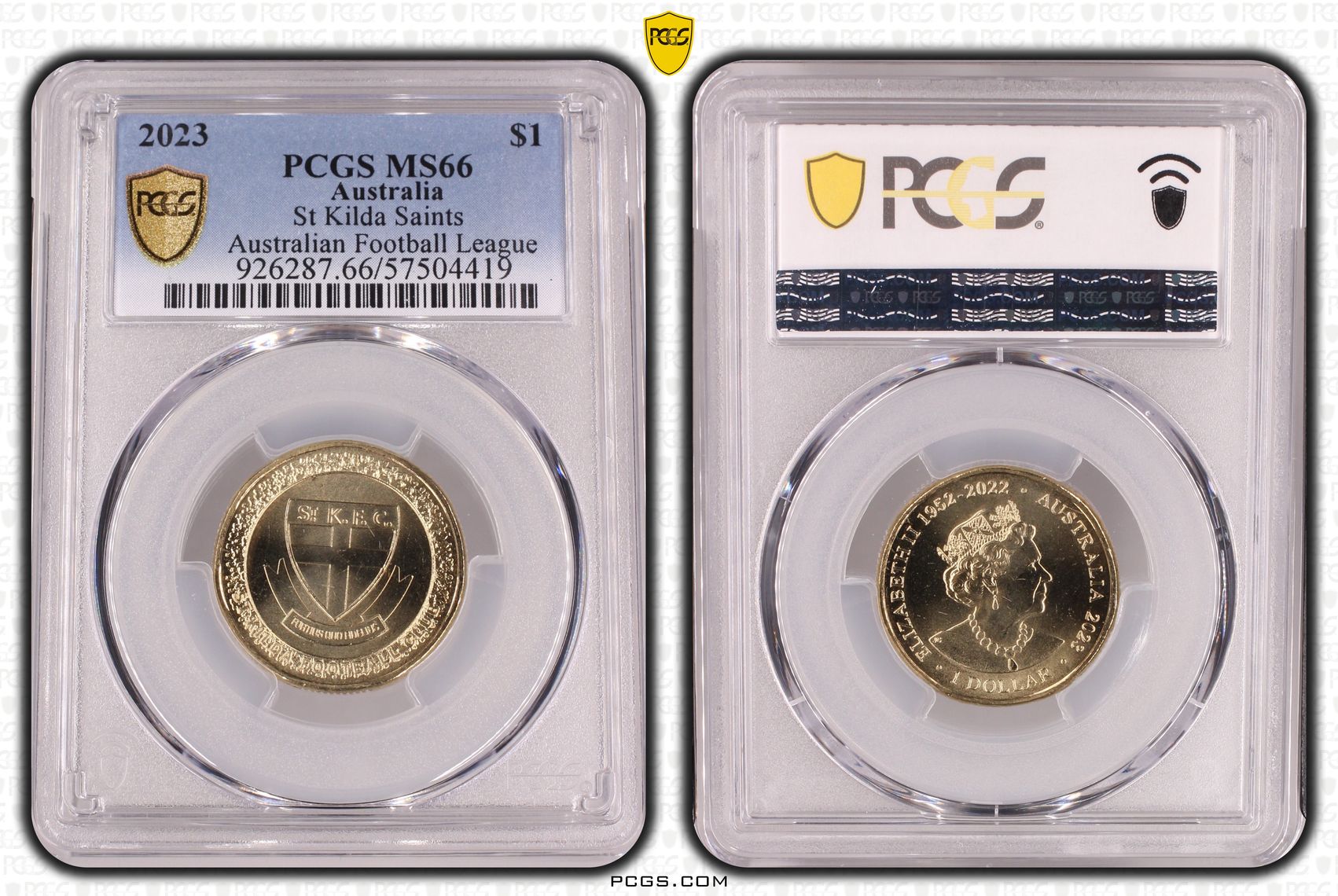 St Kilda Saints Australian Football League, POP 6/0, One Dollar, 2023, PCGS MS66