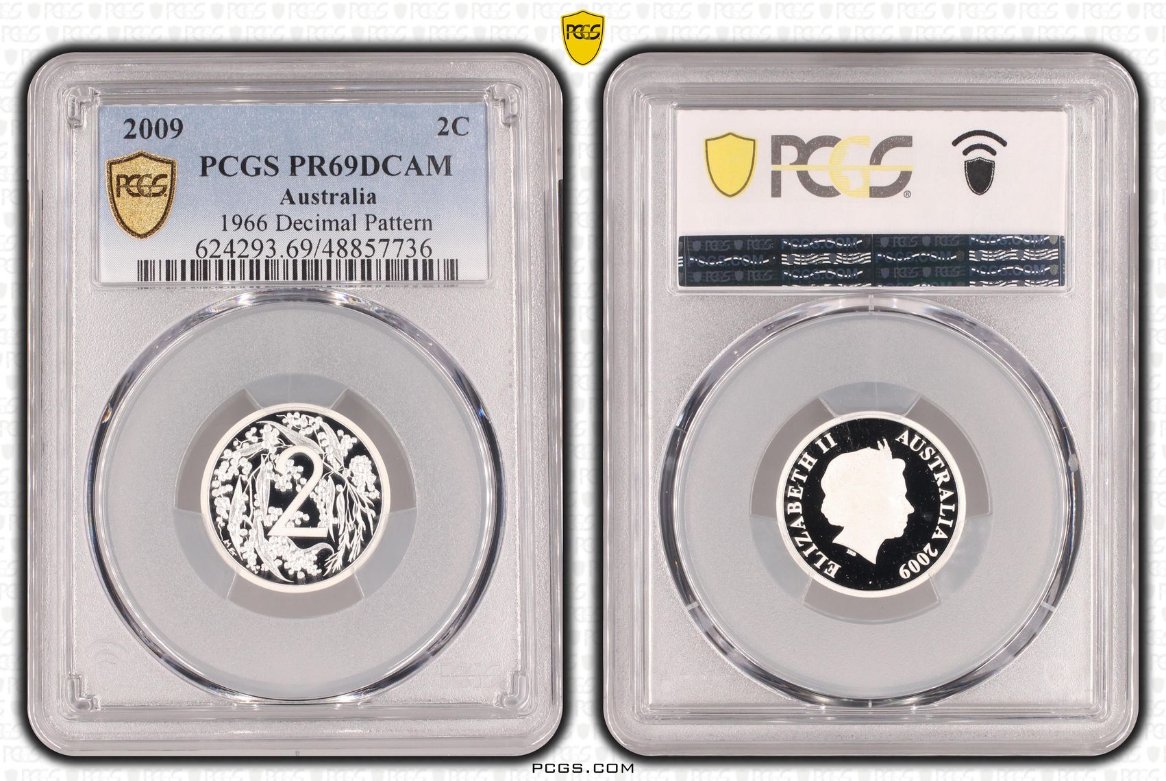 1966 Decimal Pattern, Silver, Two Cent, 2009, PCGS PR69DCAM