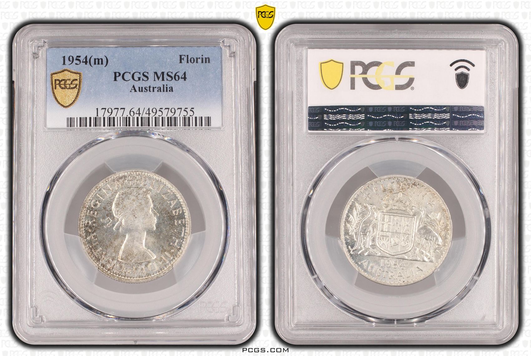Elizabeth II, , Florin, 1954(m), PCGS MS64