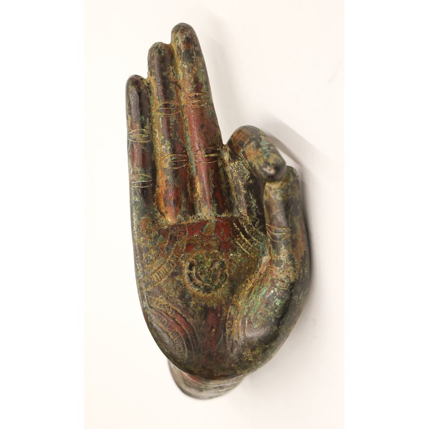 Thai 18th Cent. Lacquered Bronze Buddha Hand