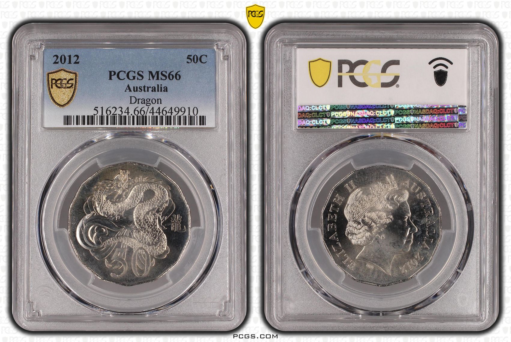 106 · 2012 Australia Fifty Cent, 50c Dragon PCGS - MS66 -910
