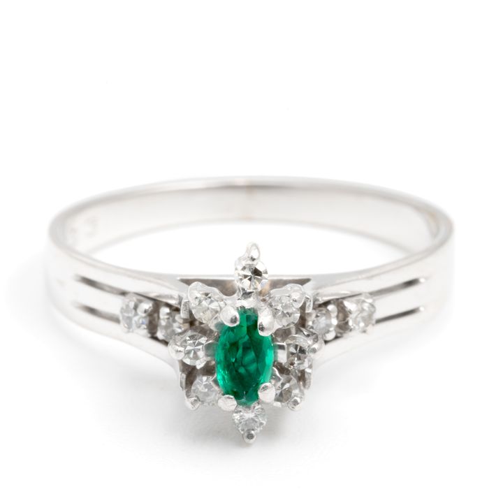 Diamond & Synthetic Emerald 18ct Gold Ring