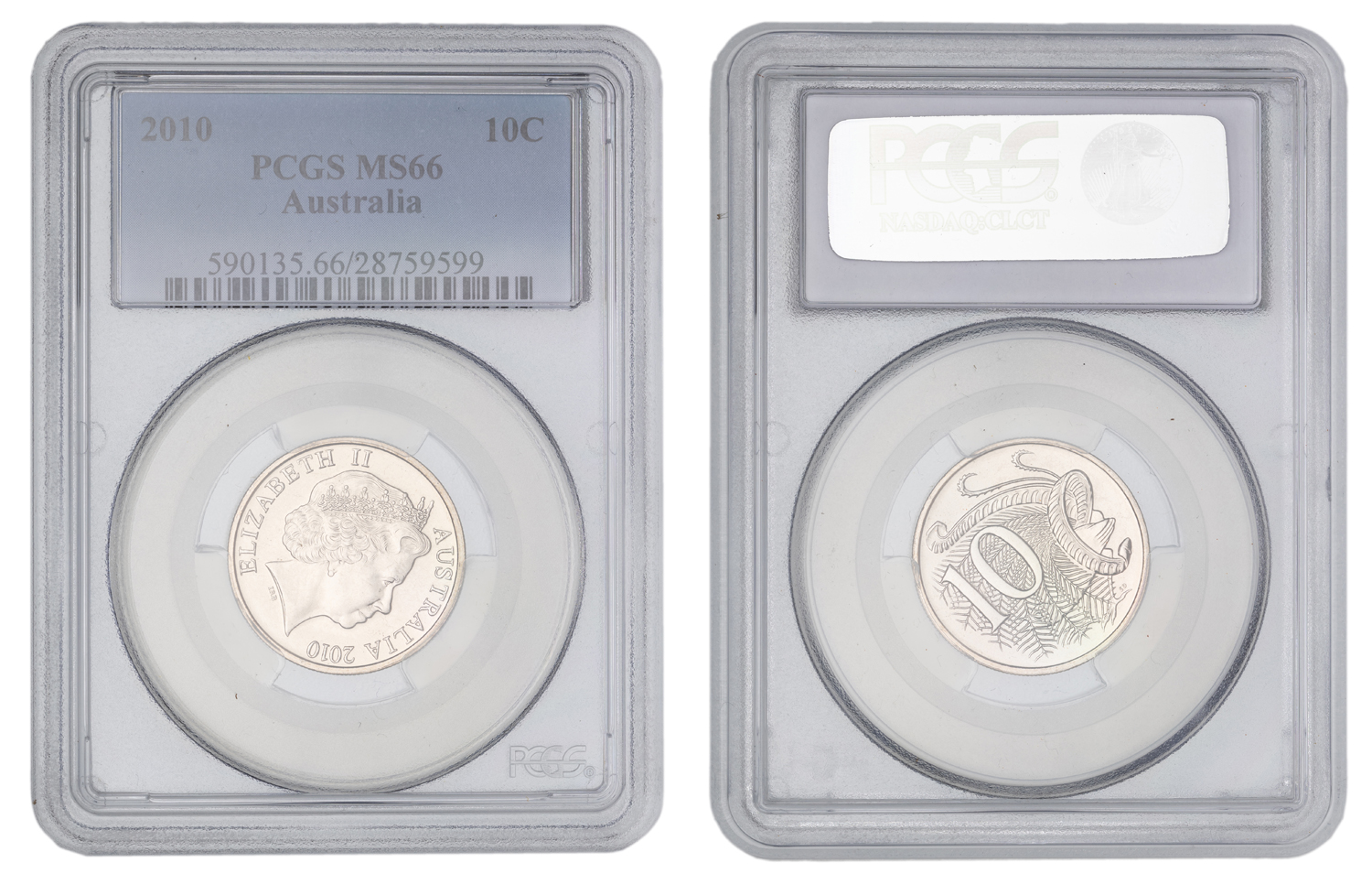 Elizabeth II, Ten Cent, 2010, PCGS MS66