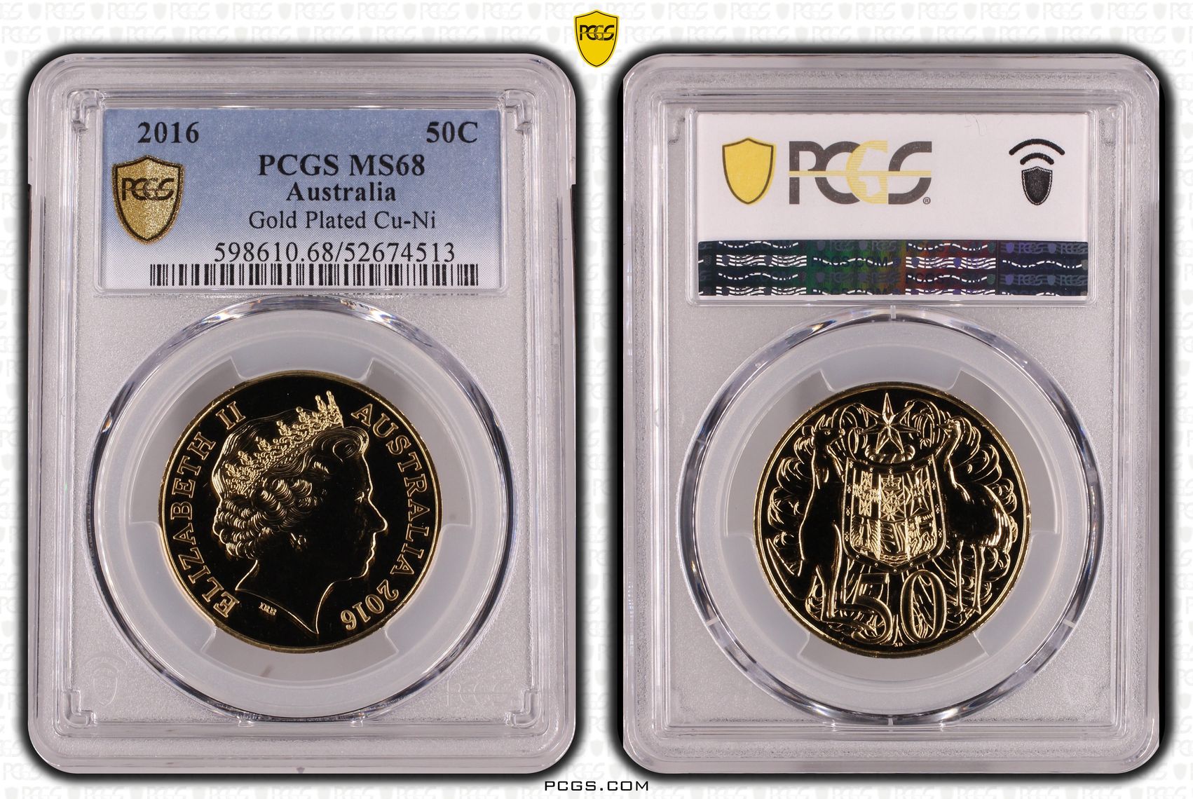 Gilt Cu-Ni, Fifty Cent, 2016, PCGS MS68