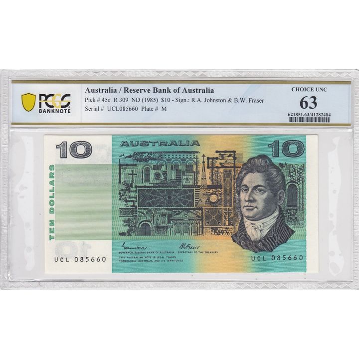 1985 Australia $10 Banknote Johnston/Fraser Choice Unc 63  - R.309