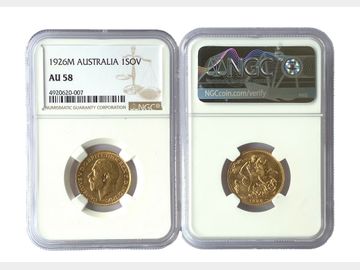 1926 King George V Melbourne Mint Gold Sovereign NGC AU58