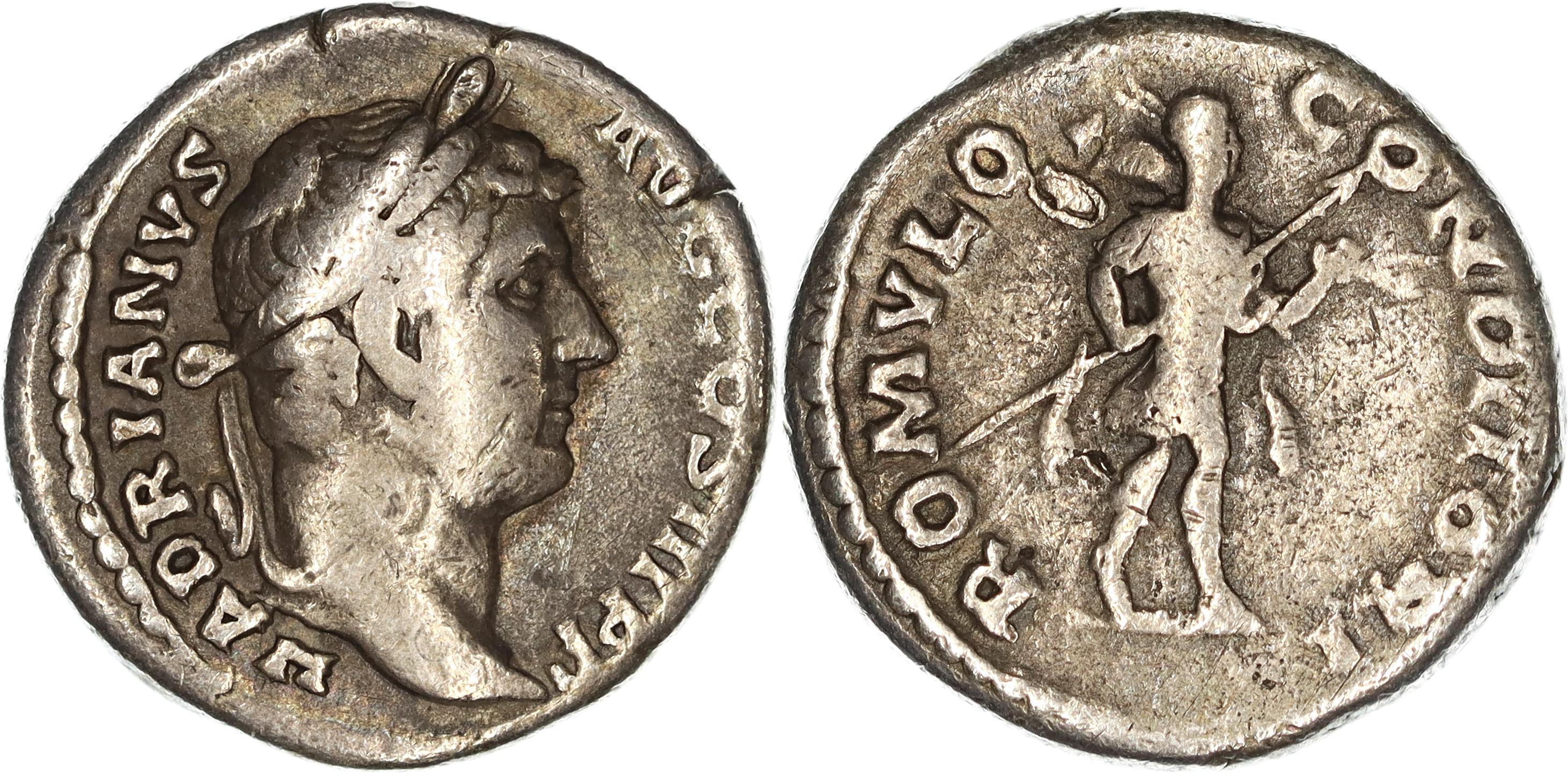 Roman Empire, Hadrian, Silver Denarius, 134-138 AD, gF-nVF