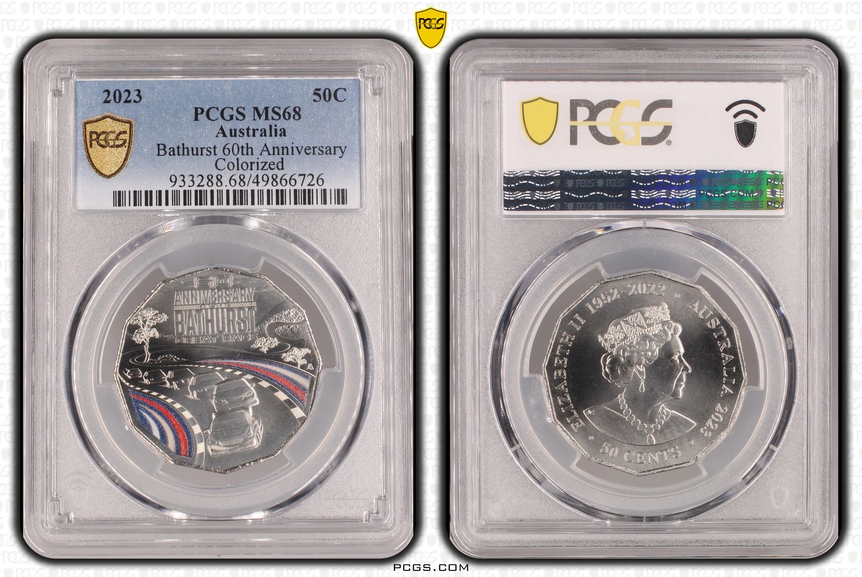 Bathurst 60th Anniversary Colorized , Fifty Cent, 2023, PCGS MS68