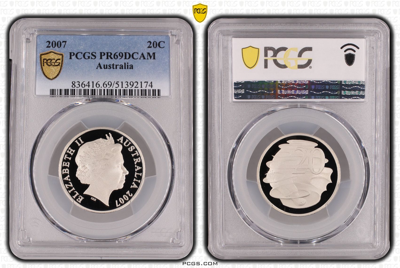 Twenty Cent, 2007, PCGS PR69DCAM