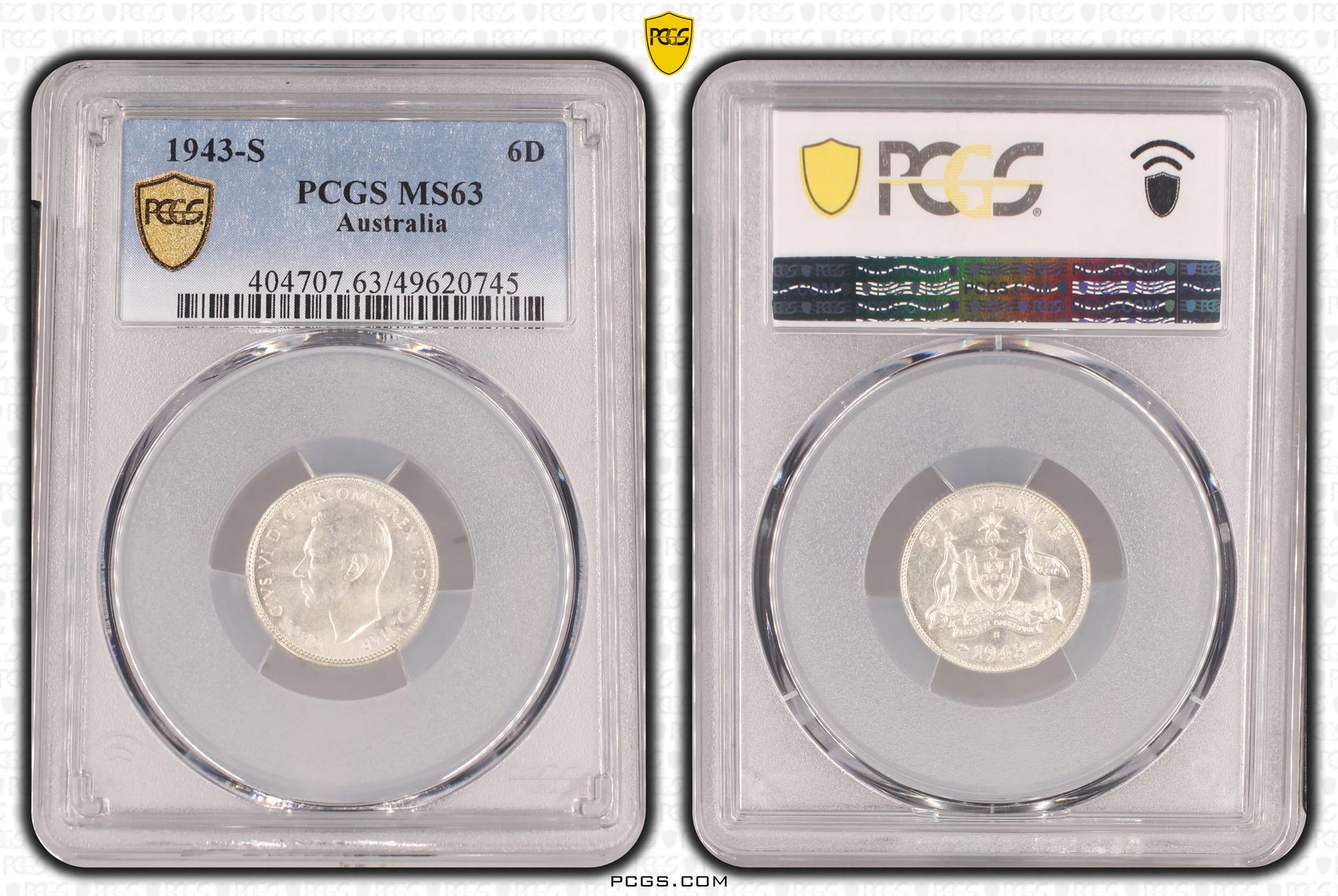 George VI, Sixpence, 1943-S, PCGS MS63
