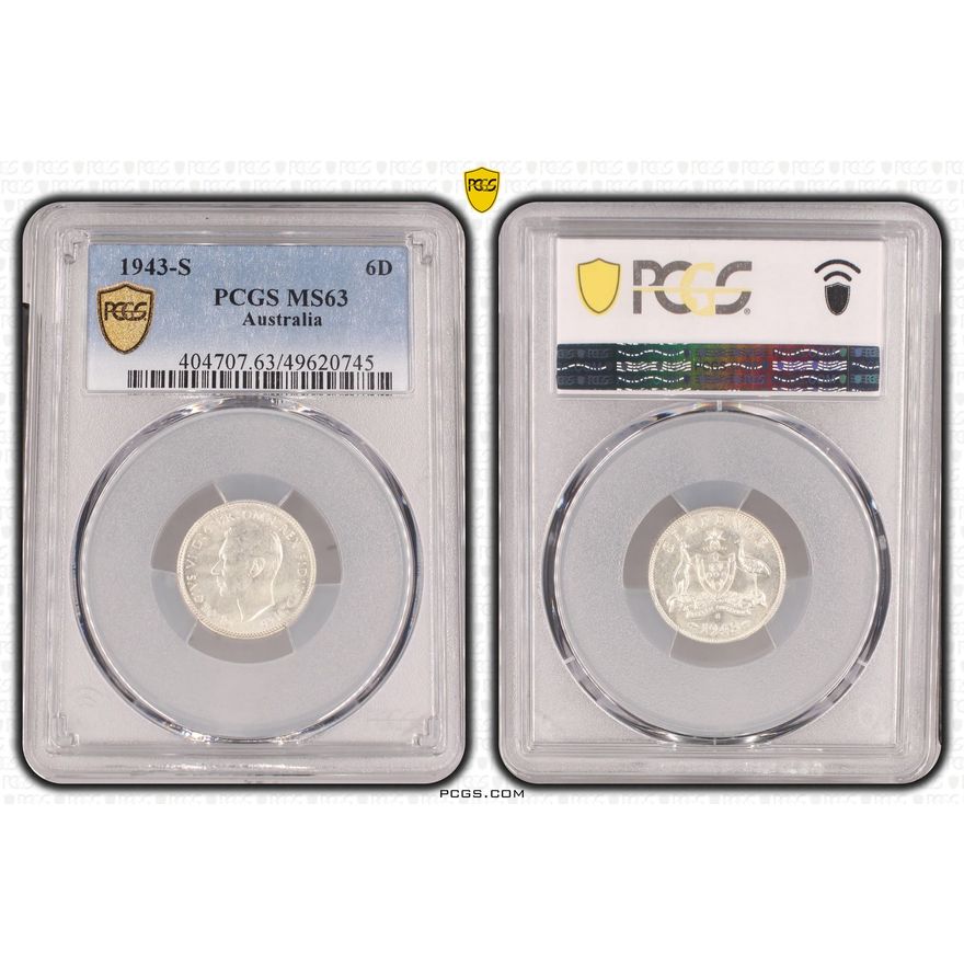 George VI, Sixpence, 1943-S, PCGS MS63