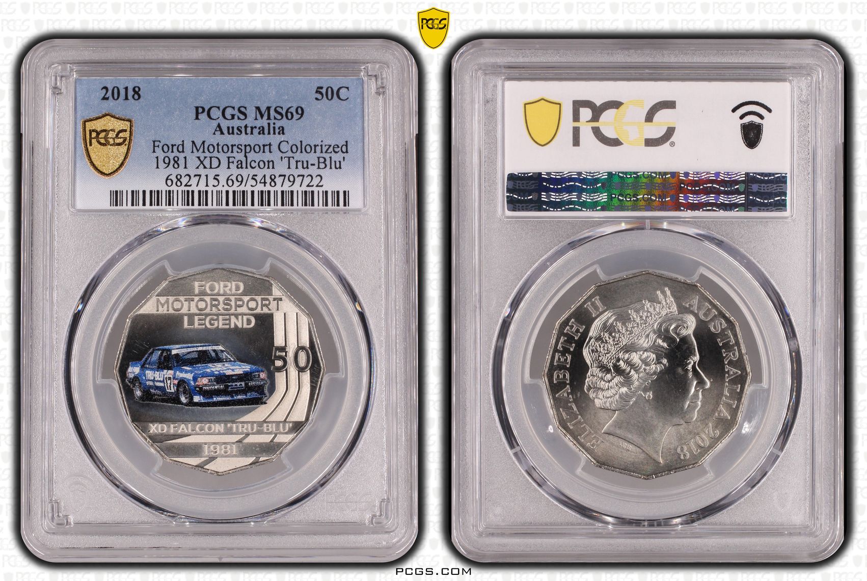 Ford Motorsport Colorized - 1981 XD Falcon 'Tru-Blu', Fifty Cent, 2018, PCGS MS69