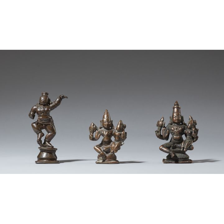 Three South Indian copper alloy figures. 19/20th century