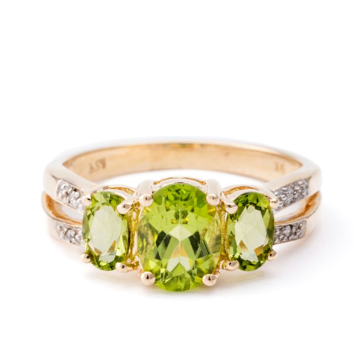 Peridot & Diamond Ring 9ct Gold,