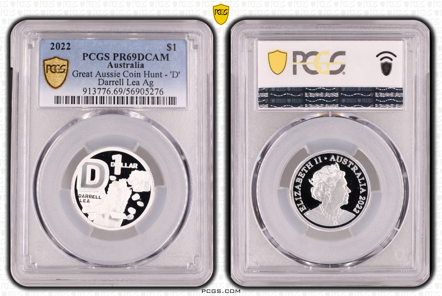 Great Aussie Coin Hunt - 'D', One Dollar, 2022, PCGS PR69DCAM