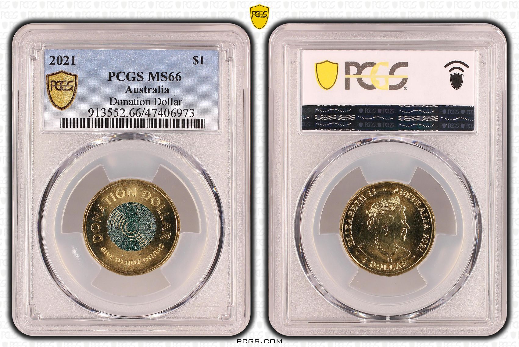 Elizabeth II, Donation Dollar, One Dollar, 2021, PCGS MS66