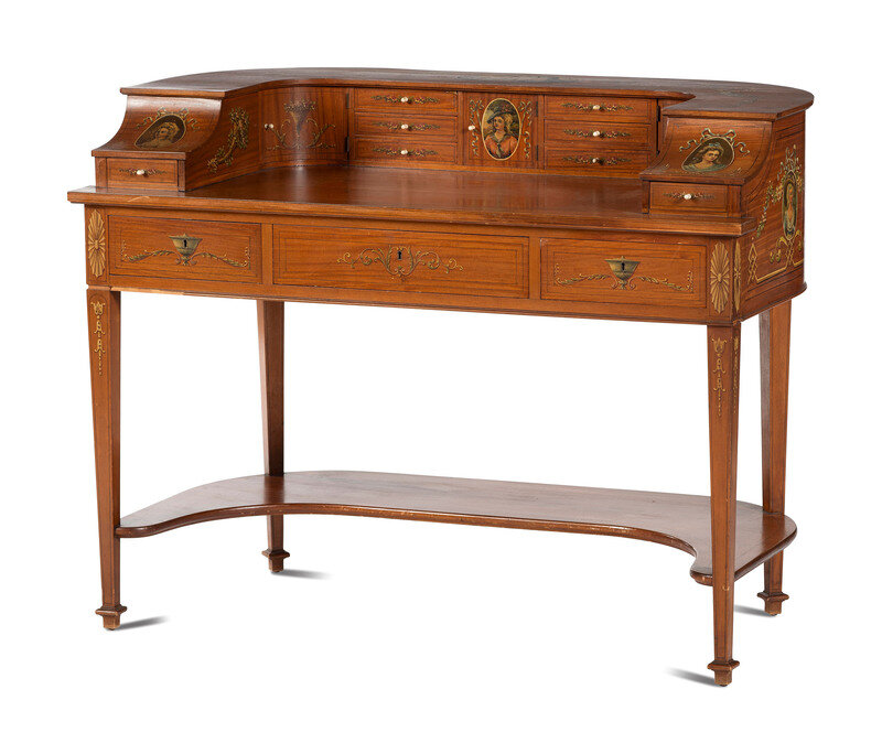 An Edwardian Style Painted Satinwood Carlton House Desk