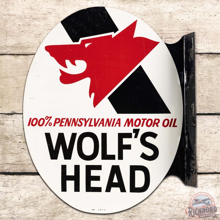 1973 Wolf's Head 100% Pure Pennsylvania DST Flange Sign