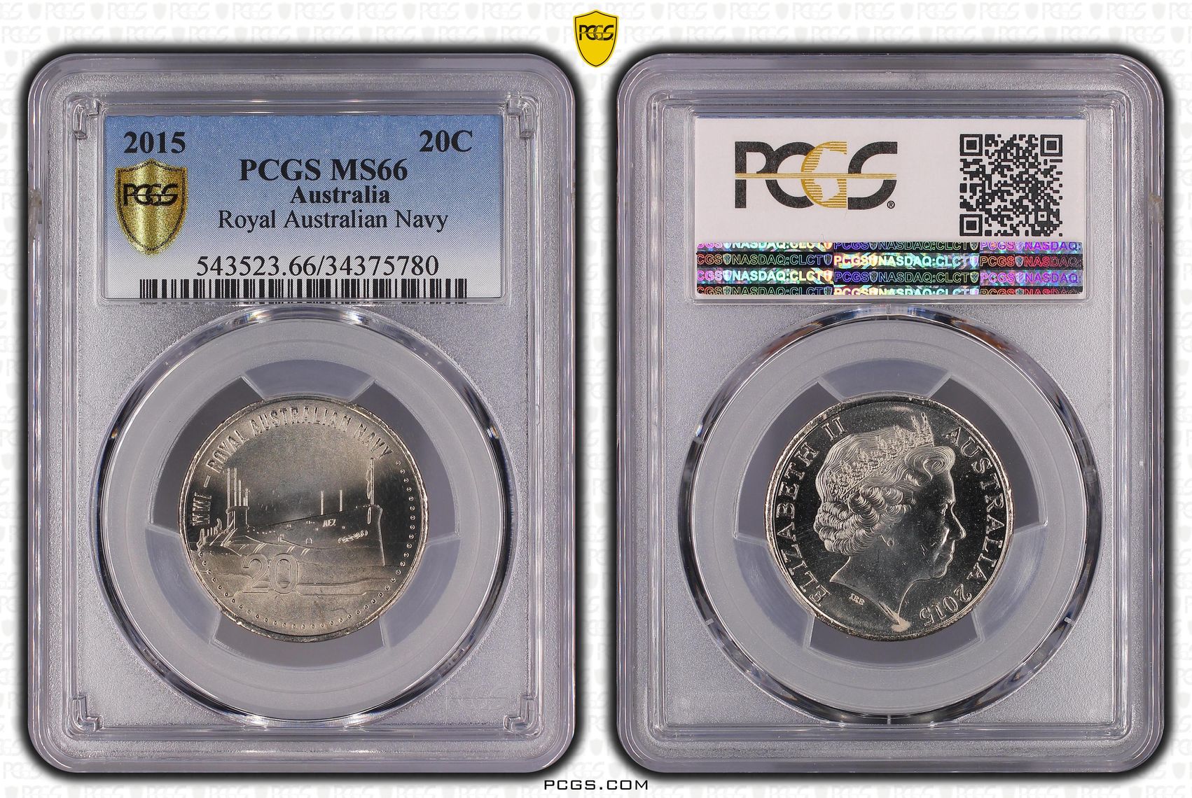 Royal Australian Navy , Twenty Cent, 2015, PCGS MS66