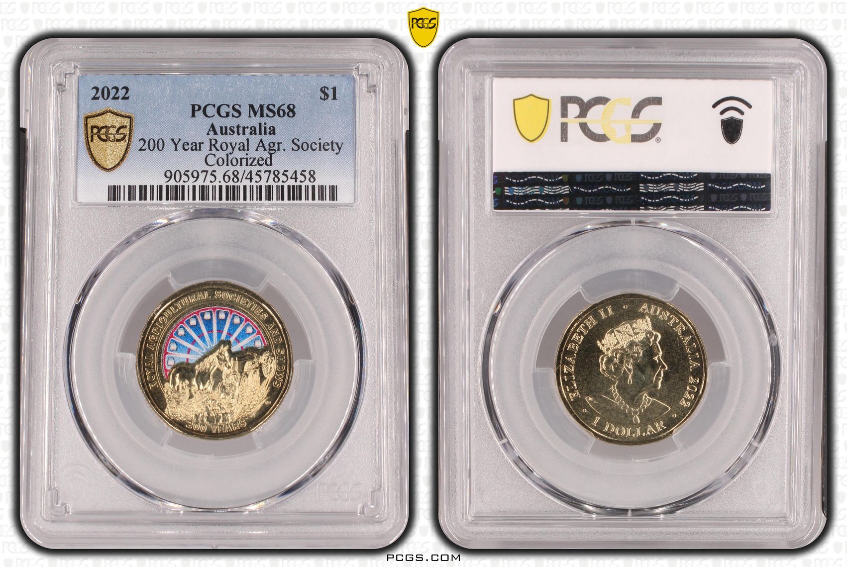 200 Year Royal Agr. Society , One Dollar, 2022, PCGS MS68