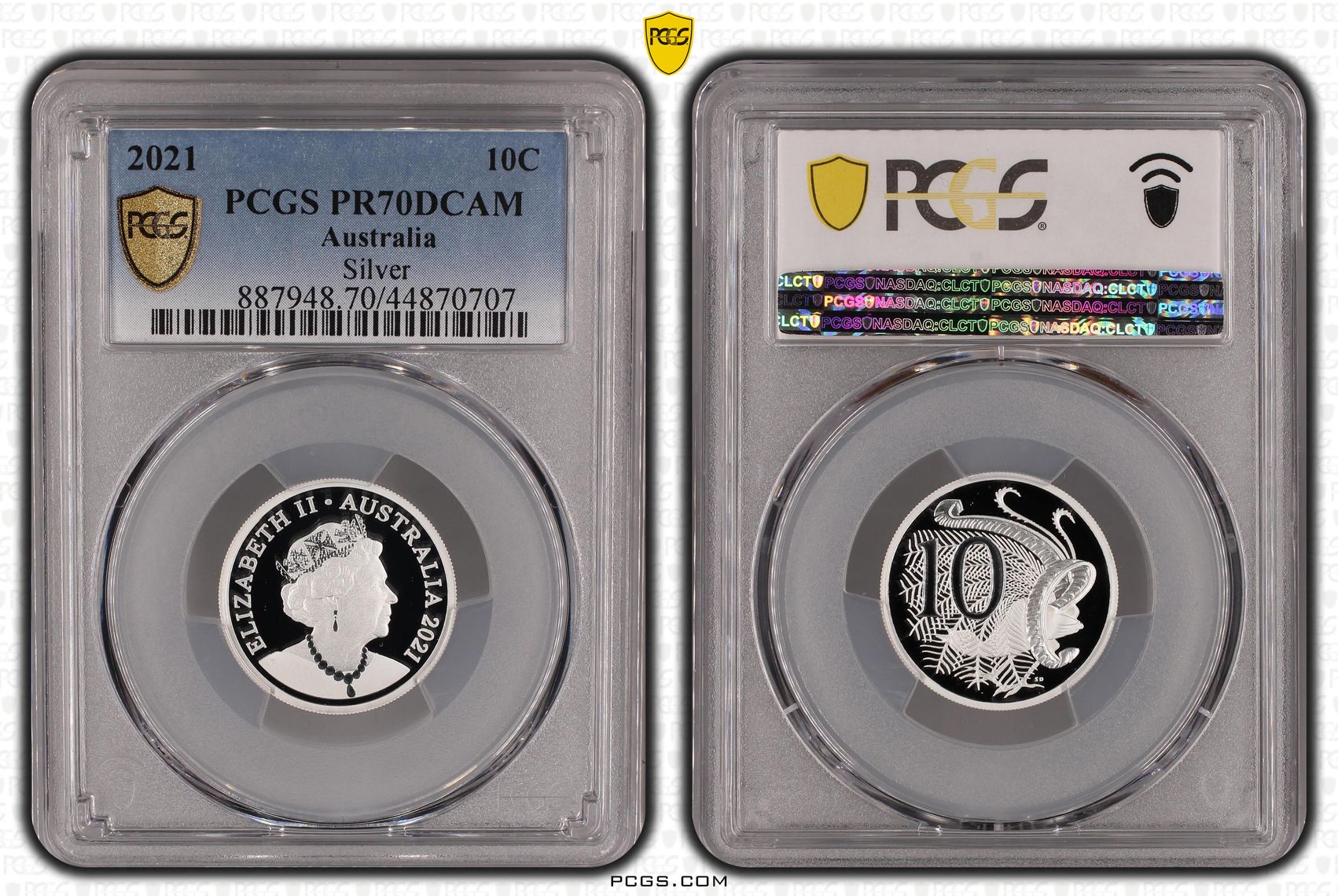 166 · 2021 Australia Ten Cent, 10c Silver Proof Silver PCGS - PR70DCAM POP 2/0 -707