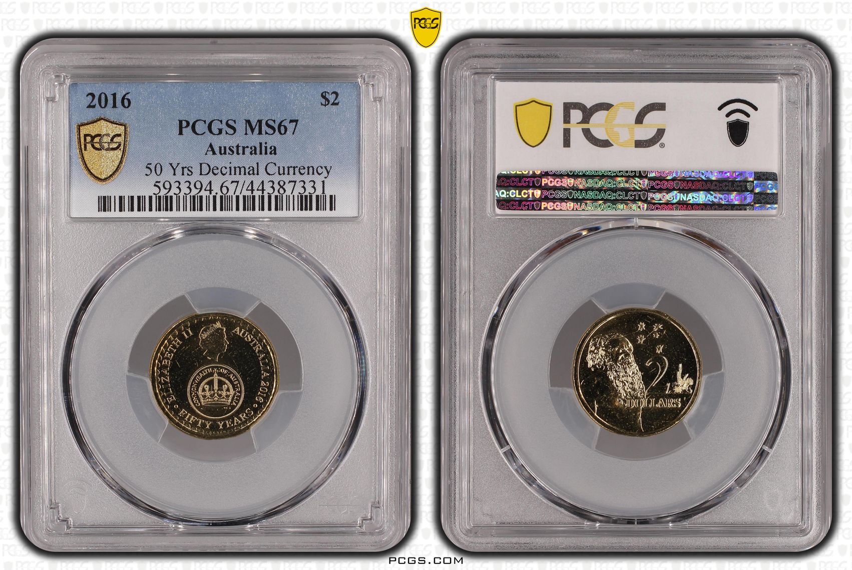 2016 Australia Two Dollar, $2 50 Yrs Decimal Currency PCGS - MS67 -331