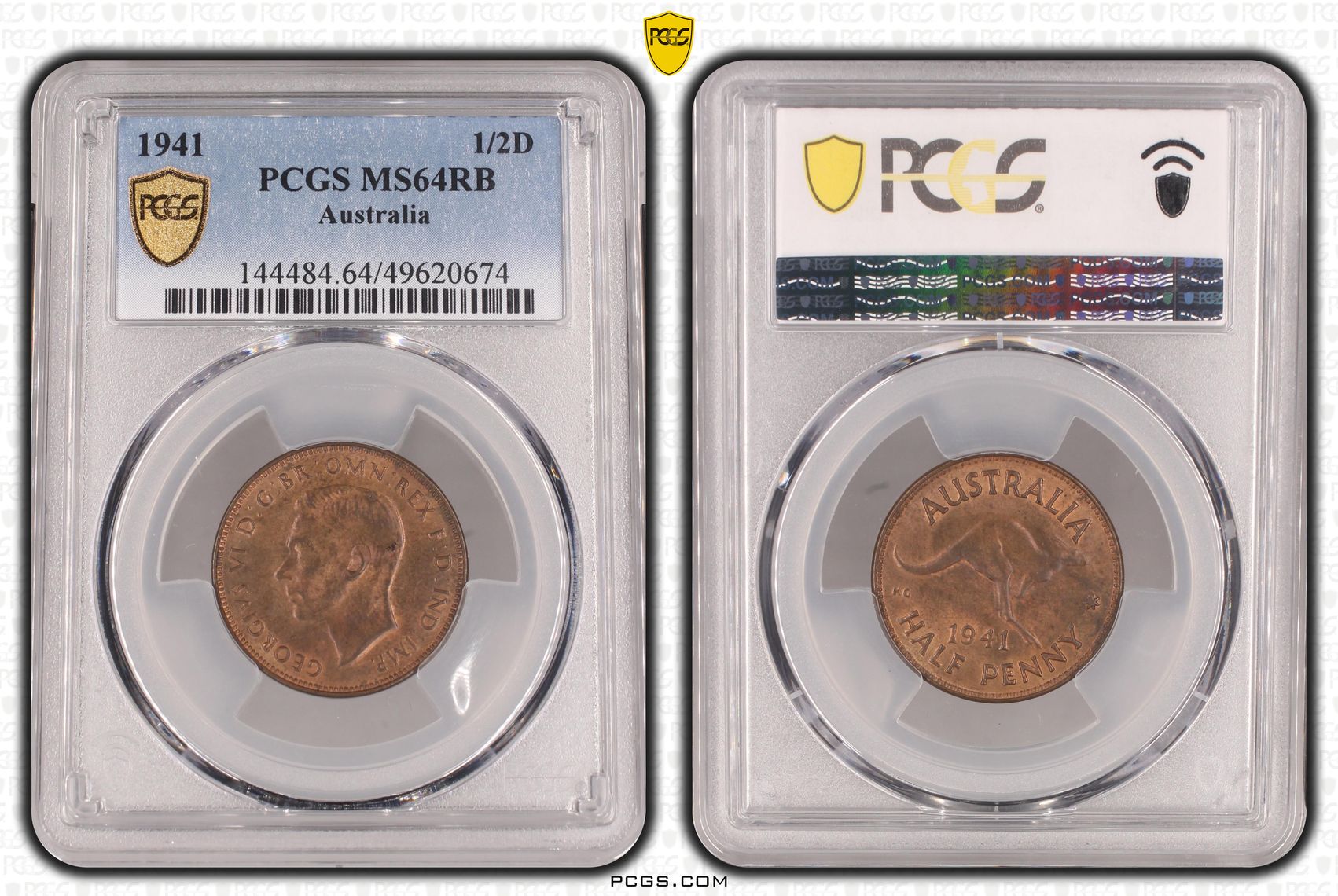 George VI, Halfpenny, 1941, PCGS MS64RB