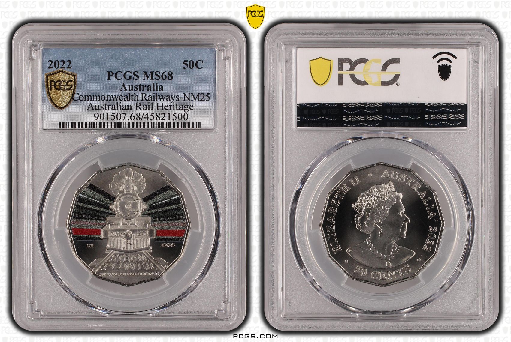 Commonwealth Railways-NM25 - Australian Rail Heritage, Fifty Cent, 2022, PCGS MS68