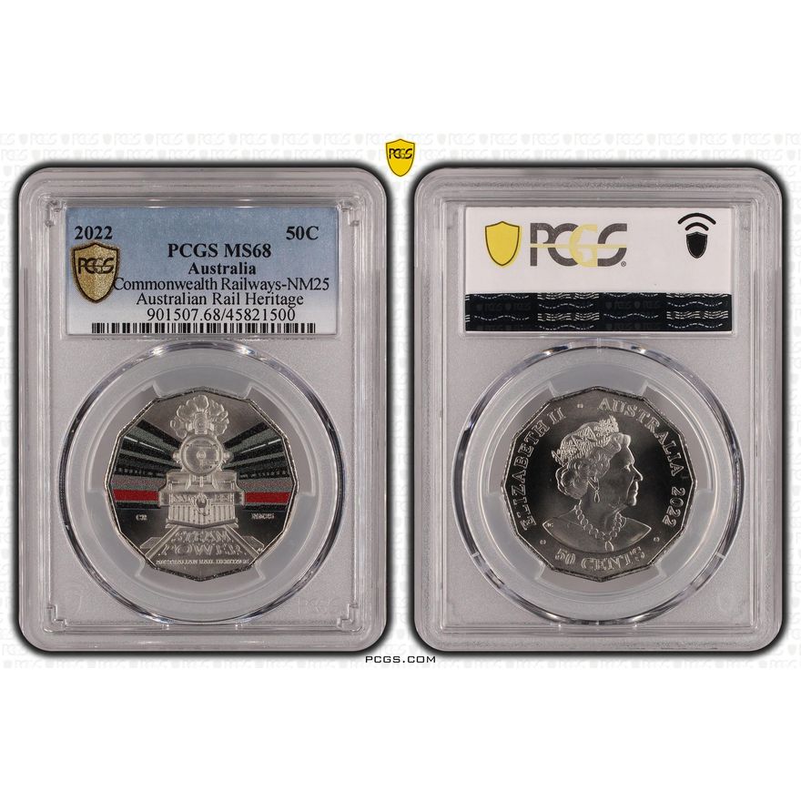 Commonwealth Railways-NM25 - Australian Rail Heritage, Fifty Cent, 2022, PCGS MS68
