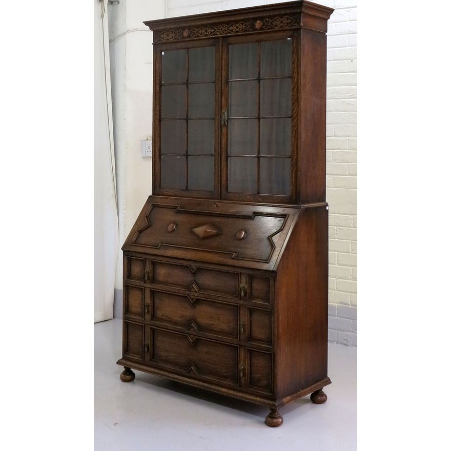 OAK BUREAU BOOKCASE