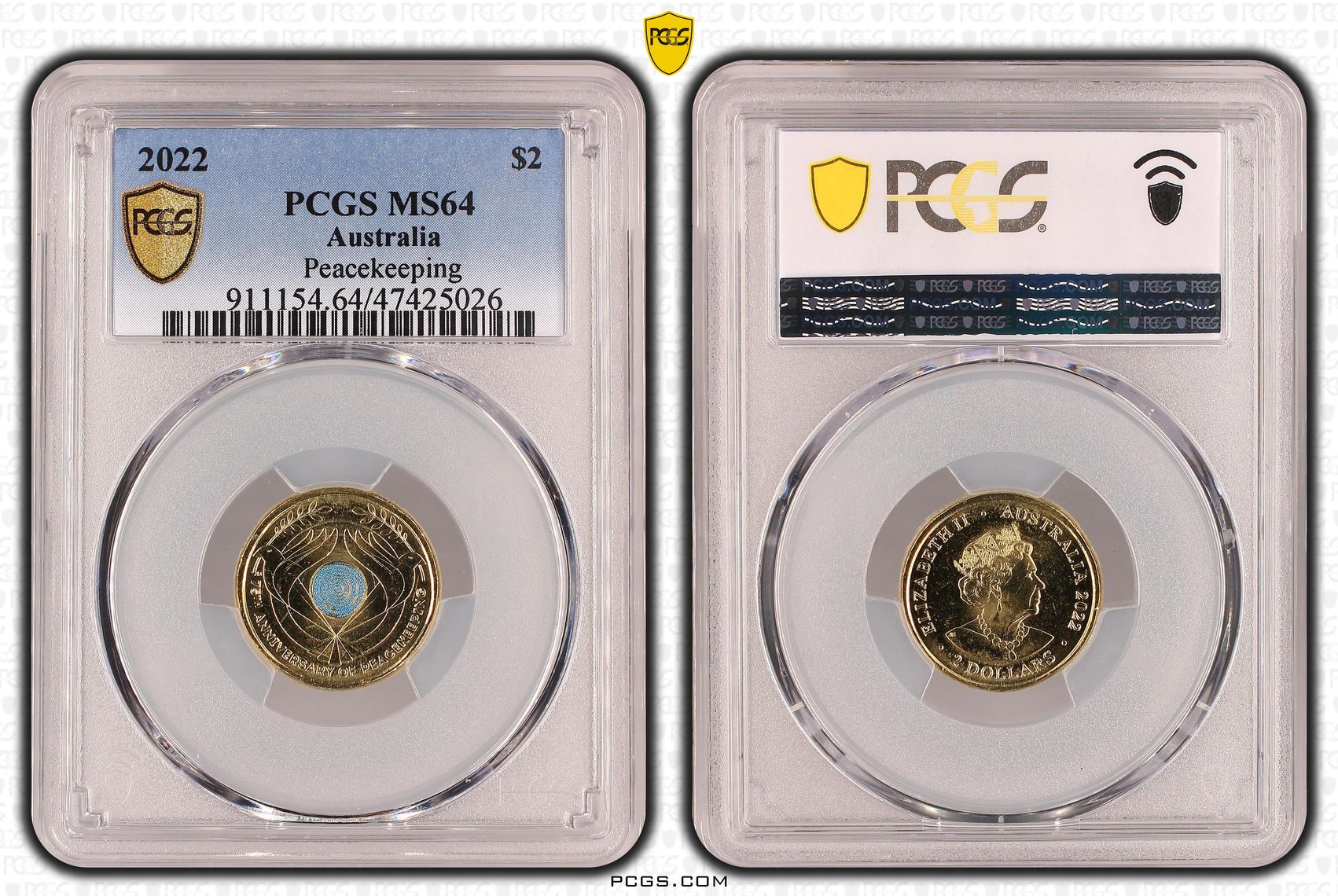 Elizabeth II, Peacekeeping, Two Dollar, 2022, PCGS MS64