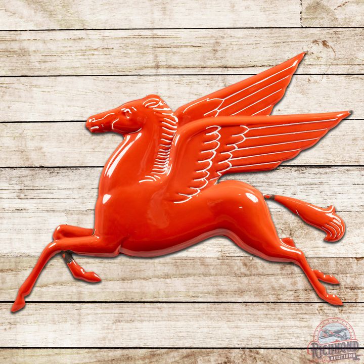 Mobil Pegasus Embossed SS Porcelain Bubble Sign